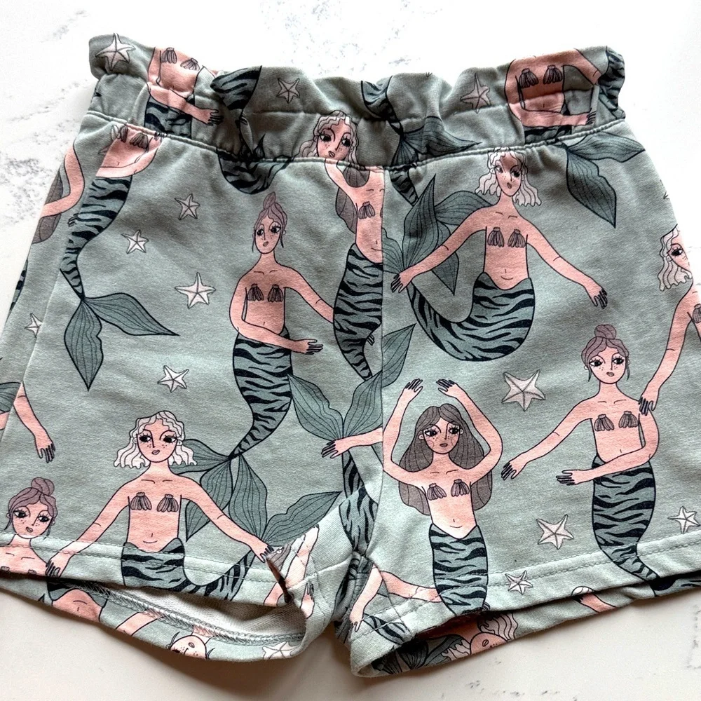 DEAR SOPHIE MERMAID Mint Green PAPERBAG Pull On SHORTS size 7/8 122/128 Medium